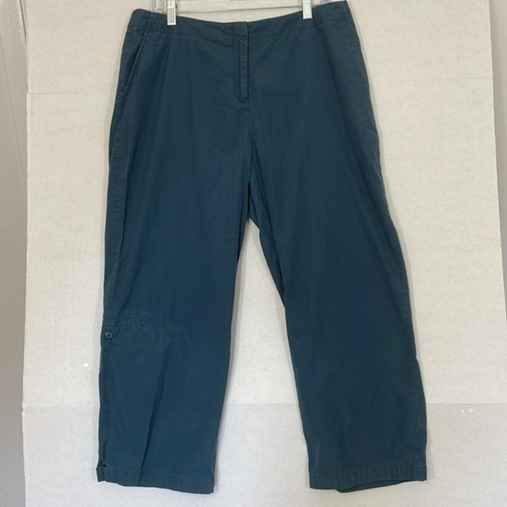 J Jill Pants with Pockets, Cropped 25 inch inseam, Cotton, Blue, 14T